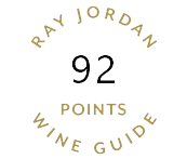 ray jordan score of 92 points in a wine review, logo.