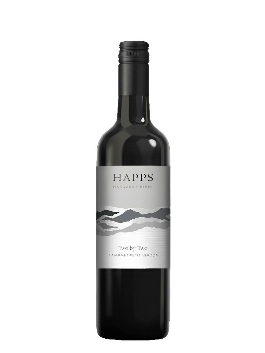 Happs two by two cabernet petit verdot wine bottle.