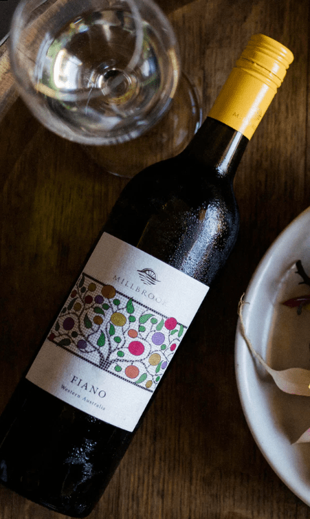 millbrook fiano wine bottle on a table