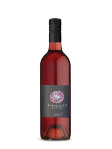 bottle of bindoon estate blush rose wine, on a white background.