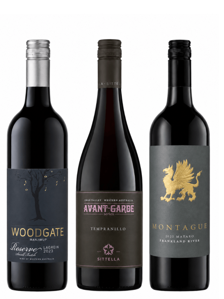 boutique red wine pack with Sittella Tempranillo, Montague Mataro & Woodgate Lagrein wine bottles