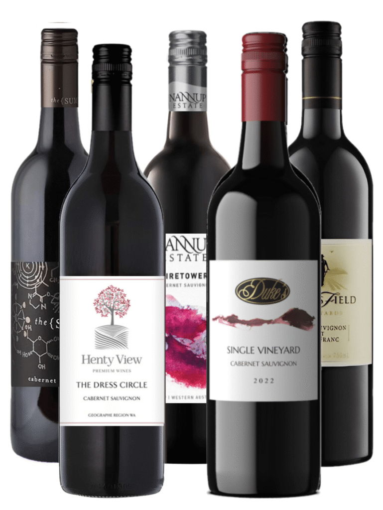 western australian cabernet sauvignon wine pack with five wine bottles.