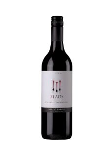 bottle of gilbert wines 3 lads cabernet sauvignon. Label says 3 lads. Bottle is on a white background.