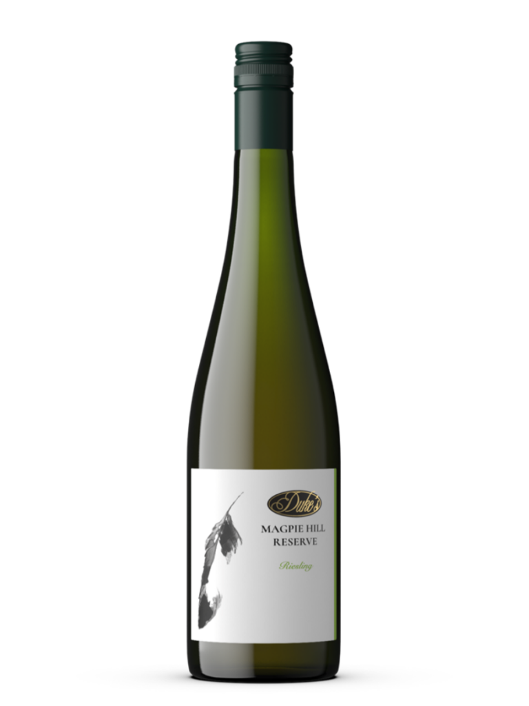 a bottle of duke's magpie hill riesling, from the great southern region of western australia