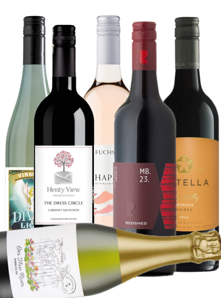 entertainers wine pack with 6 wine bottles featured.
