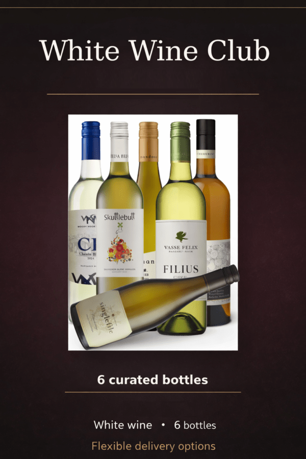 partners in wine wa white wine club, featuring 6 bottles of white wine.