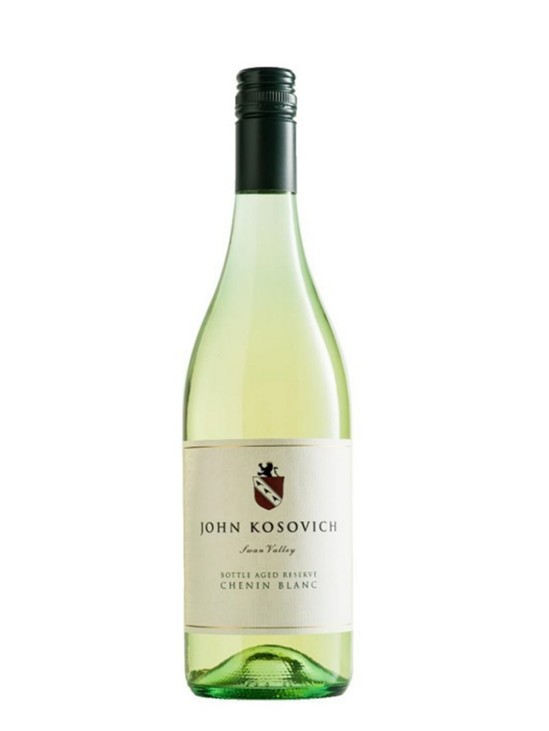 bottle of the John Kosovich 2019 Reserve bottle aged chenin blanc. Swan valley wine region.