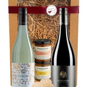 white and red wines in a gift box being delivered in perth