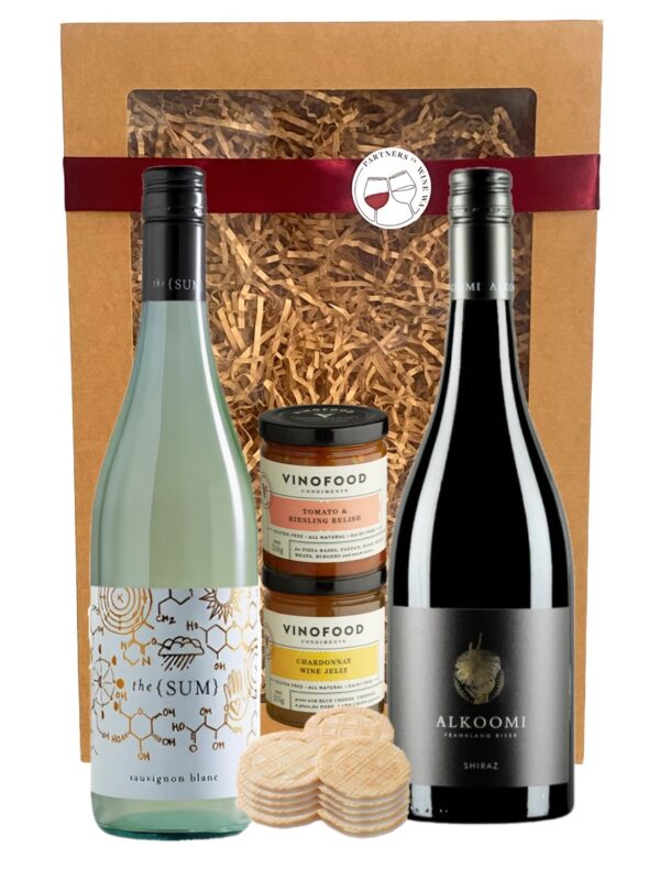 white and red wines in a gift box being delivered in perth