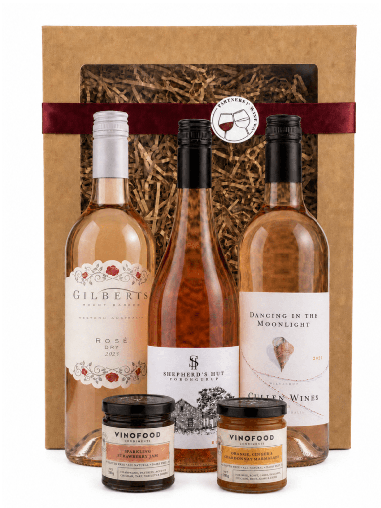rose wines gift box with gilberts rose, shepherds hut rose and cullend rose