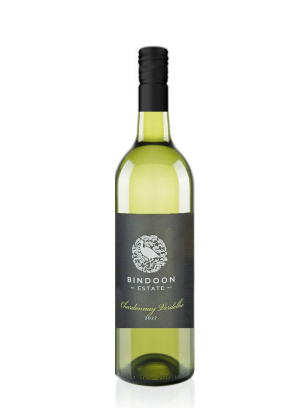 bottle of bindoon chardonnay verdelho wine on a white background