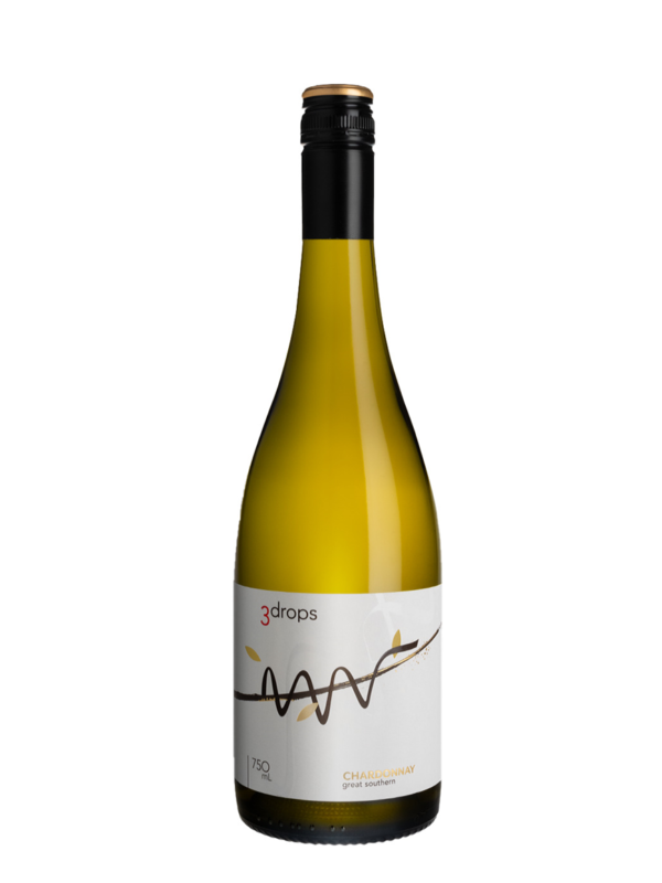 a bottle of wine, 3drops chardonnay from western australia.