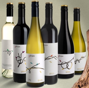 6 bottles of wines from 3drops winery, mount barker, western australia. Standing out is the Pinot Noir and Chardonnay