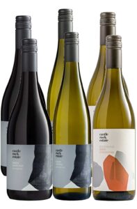 bottles of the castle rock estate wine range. Includes Pinot Noir, Riesling, Sauvignon Blanc, Gruner Veltliner, western australia.