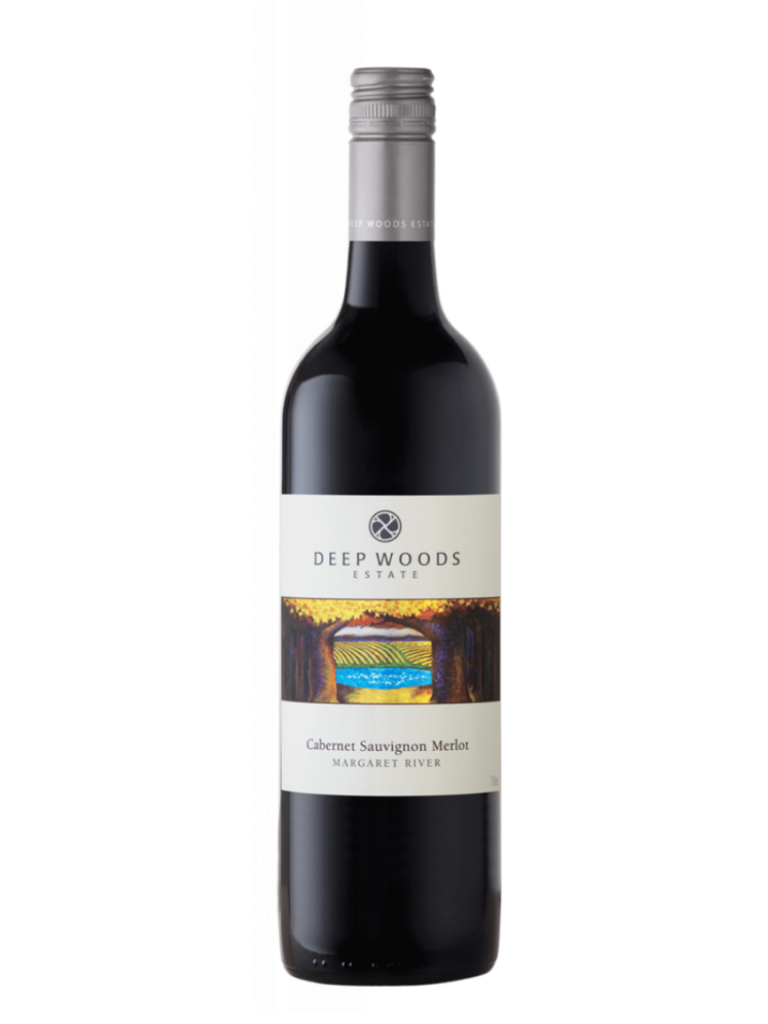 bottle of deep woods estate cab merlot 2021, margaret river wine region.