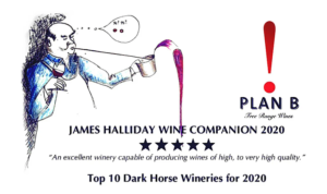 plan b logo featuring halliday 5 star rating and dark horse winery of 2020