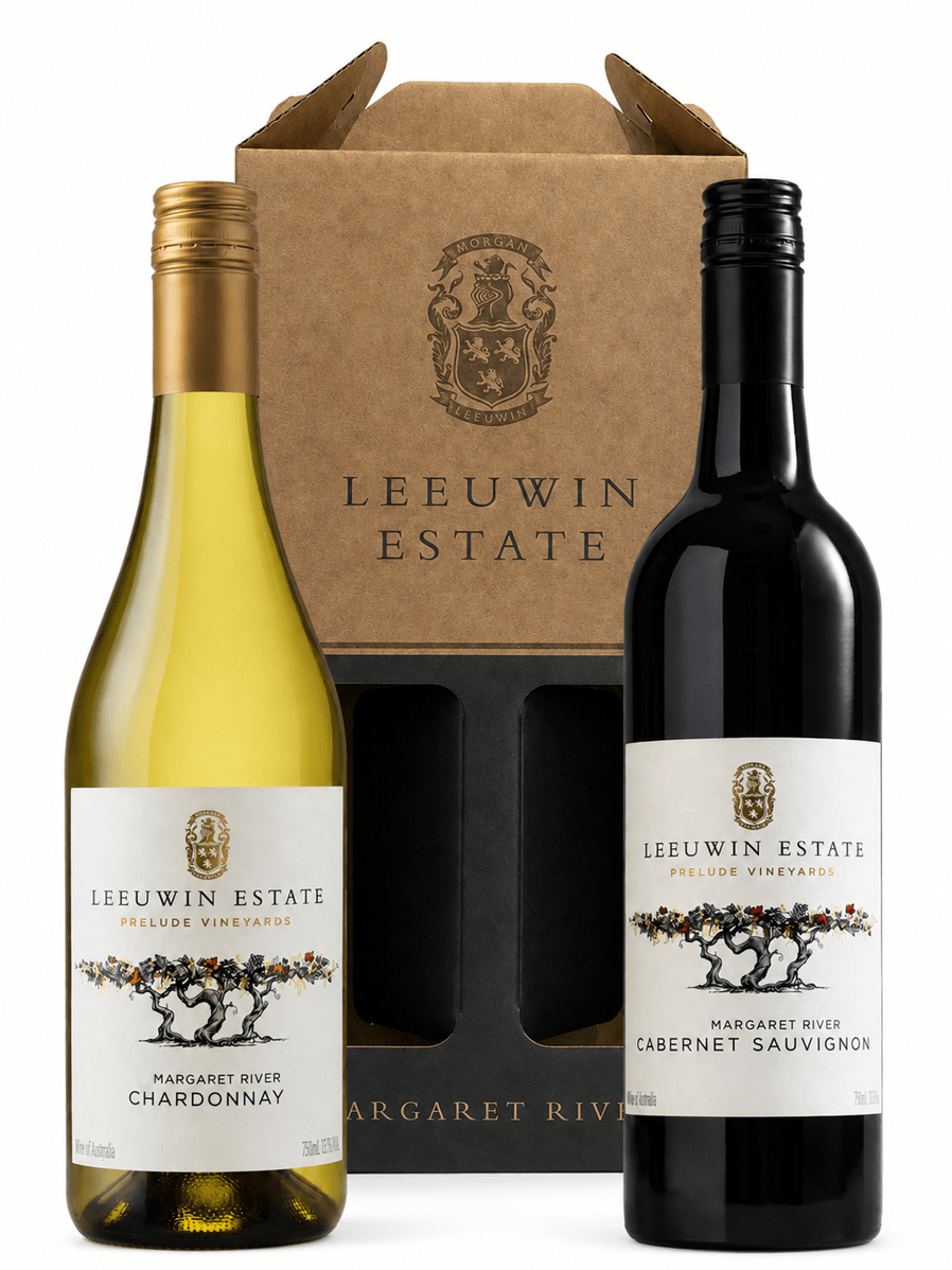 leeuwin estate prelude cabernet and chardonnay wine bottle gift pack