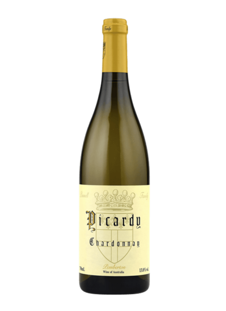 bottle of picardy chardonnay from pemberton, western australia.