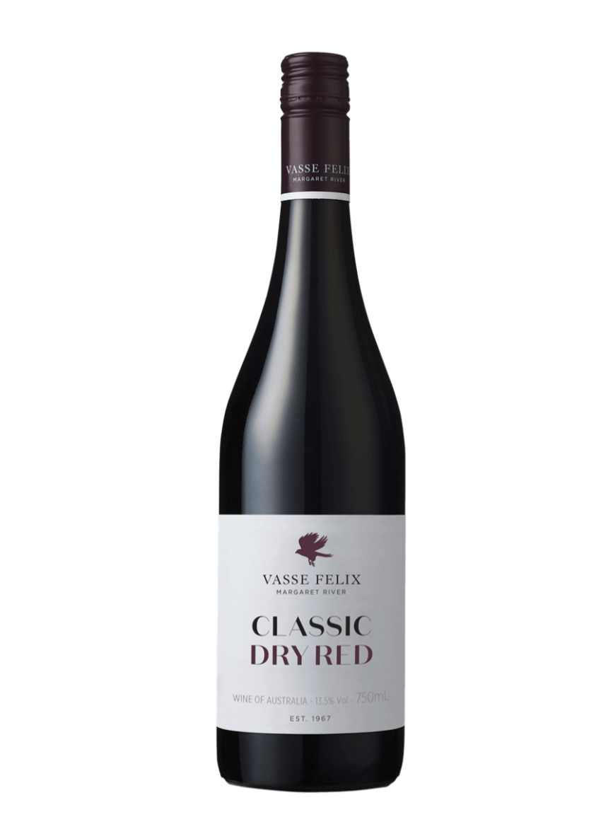 bottle of vasse felix classic dry red shiraz from margaret river in Western Australia.