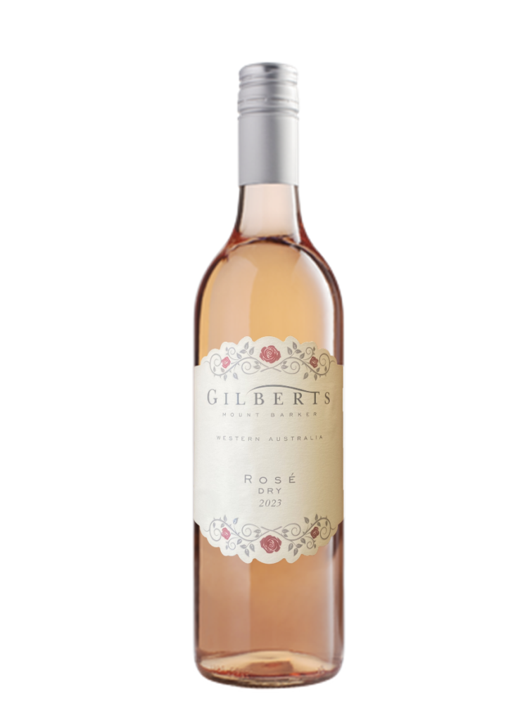 bottle of gilbert wines mount barker rose, on a white background.