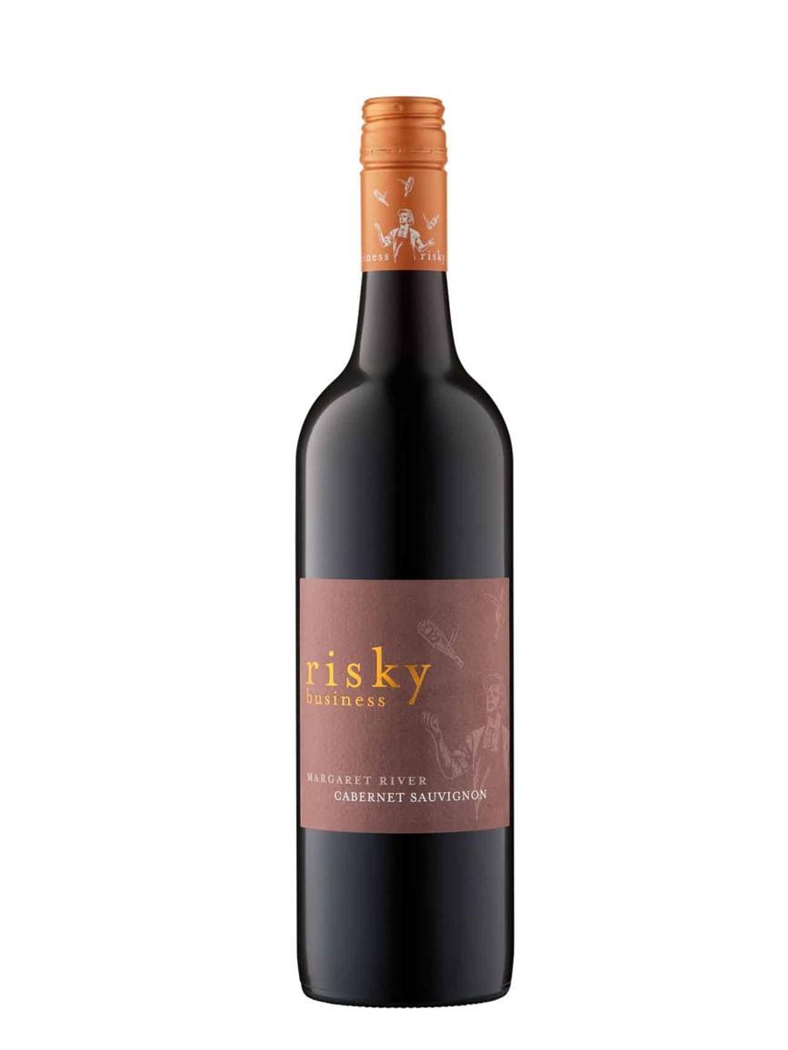 a bottle of Cabernet Sauvignon wine from Risky Business winery.