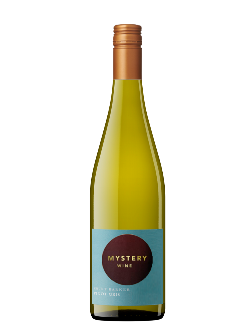 a bottle of mystery mount barker pinot gris wine