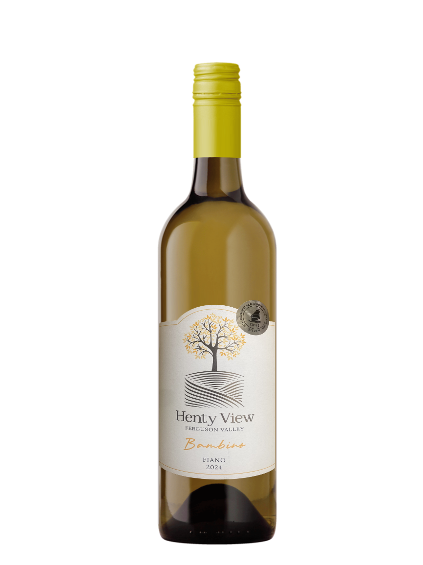 a bottle of wine from henty view winery in western australia. Label says Bambino Fiano