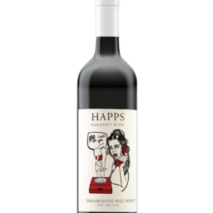 bottle of wine from Happs Winery. Label says it's their 2023 PF Shiraz