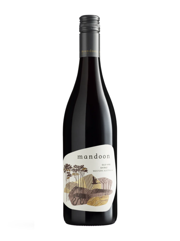 mandoon estate old vine shiraz wine bottle, 2022 vintage on the label.