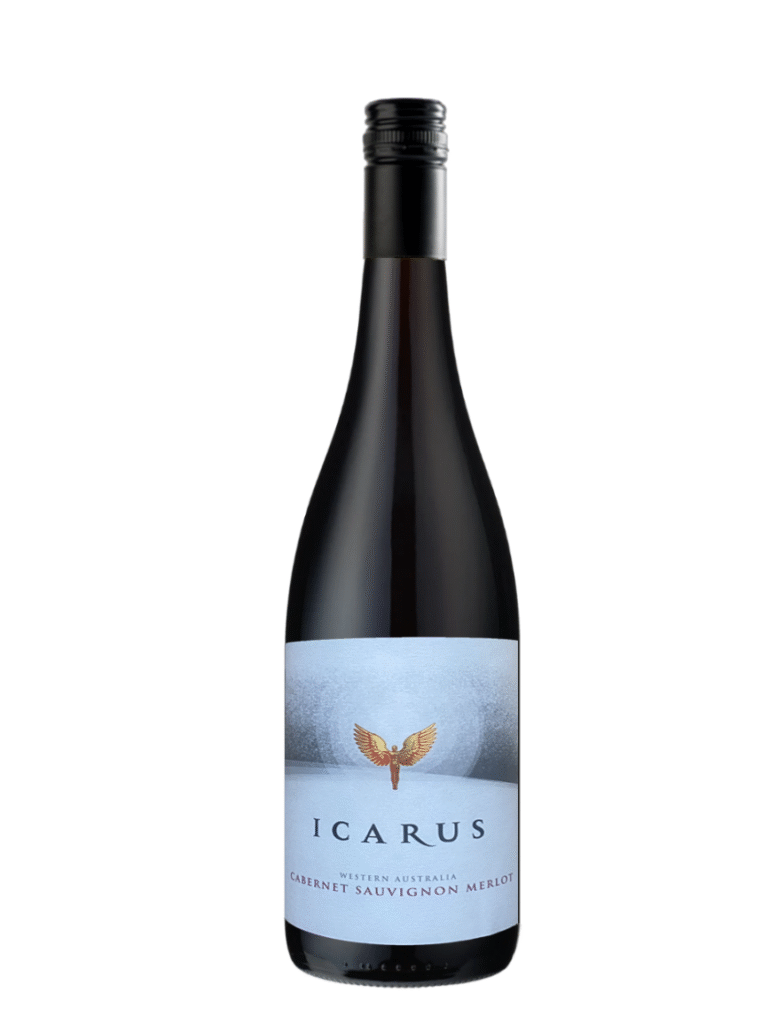 Icarus Cabernet Merlot 2022 wine bottle on a white background
