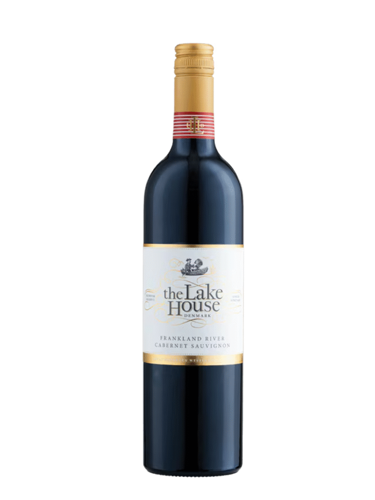 The lake house premium cabernet frankland river wine bottle.