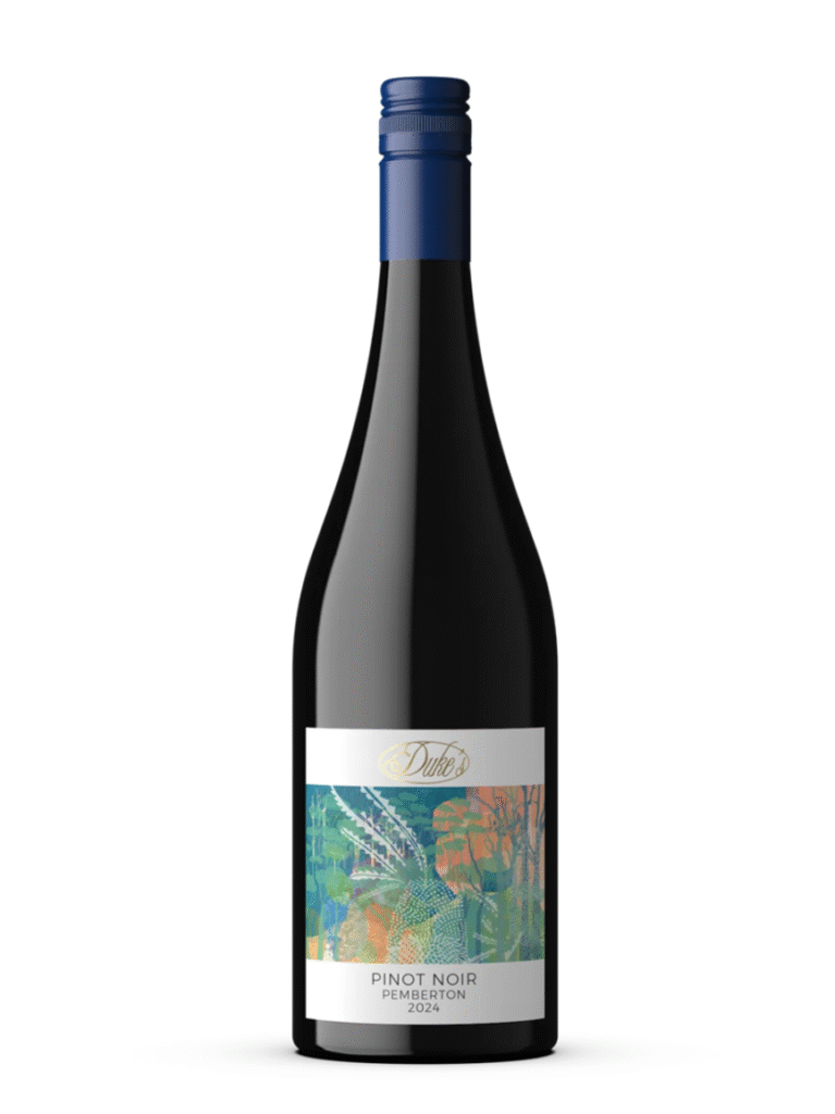 duke's vineyard invitational Pinot Noir wine bottle on a white background