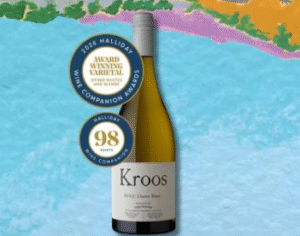 A bottle of kroos chenin blanc getting a 98 point wine companion score