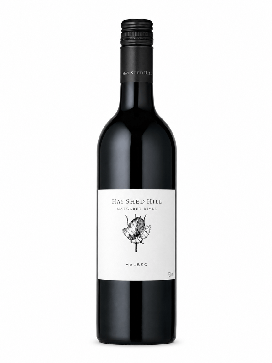 hay shed hill malbec wine bottle, 2023 vintage