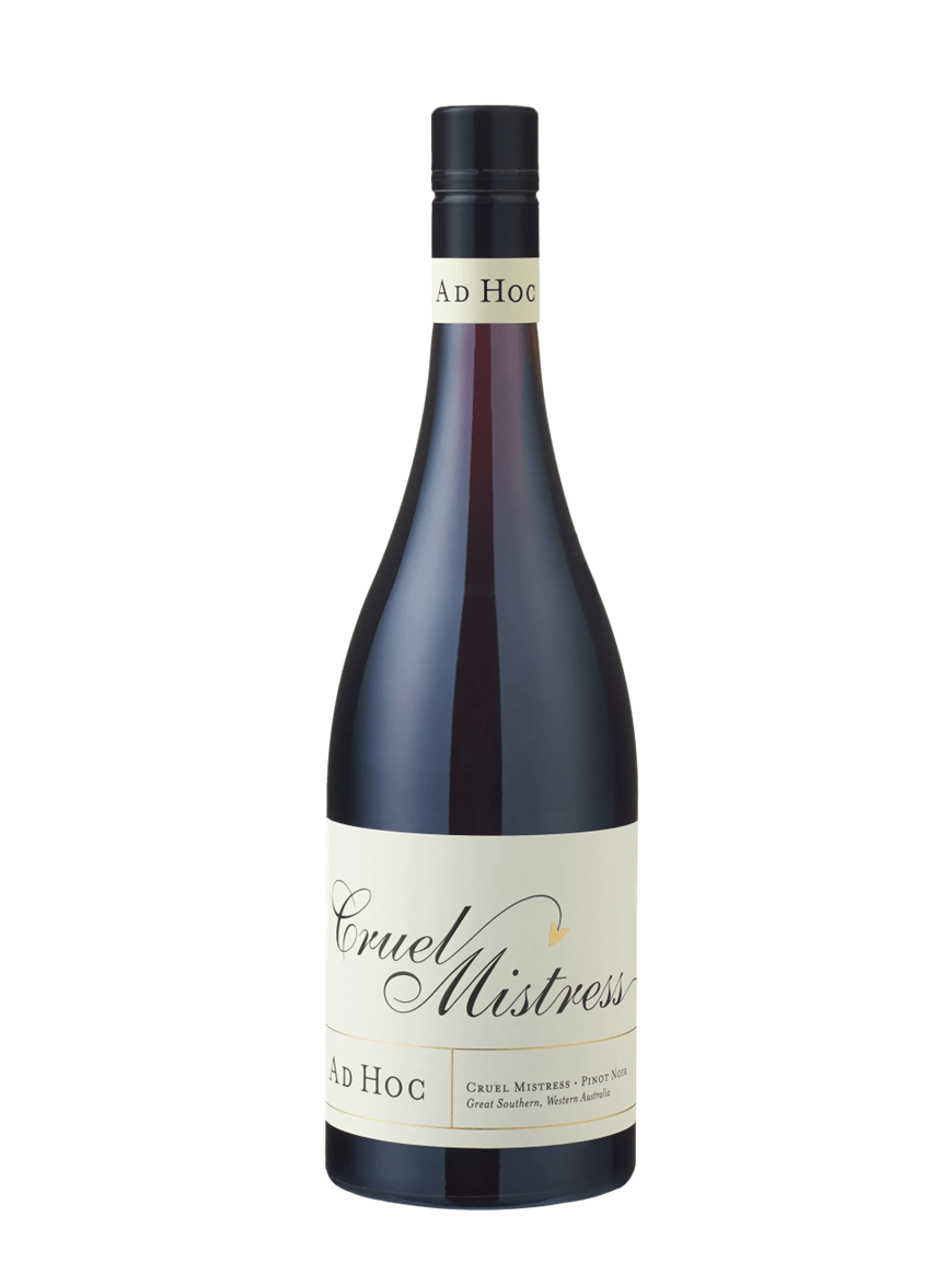 ad hoc cherubino, cruel mistress pinot noir wine bottle