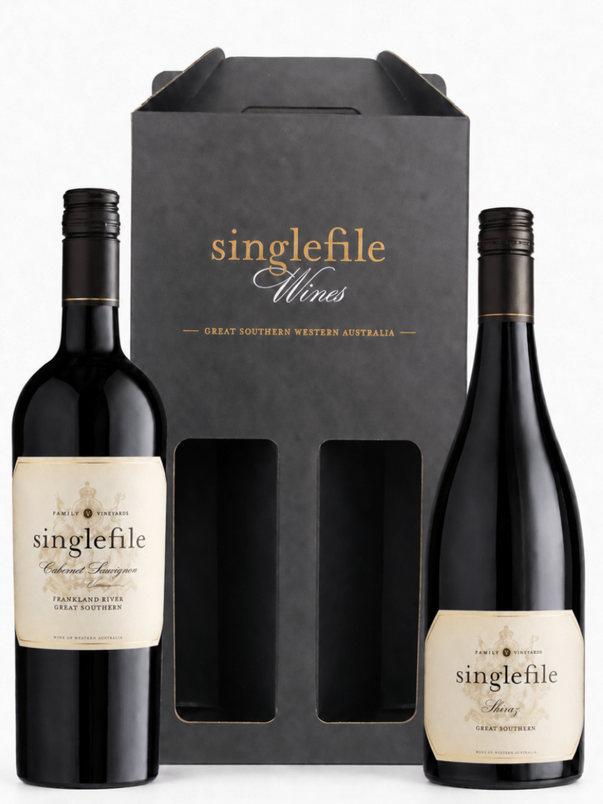 singlefile shiraz and cabernet sauvignon wine gift pack