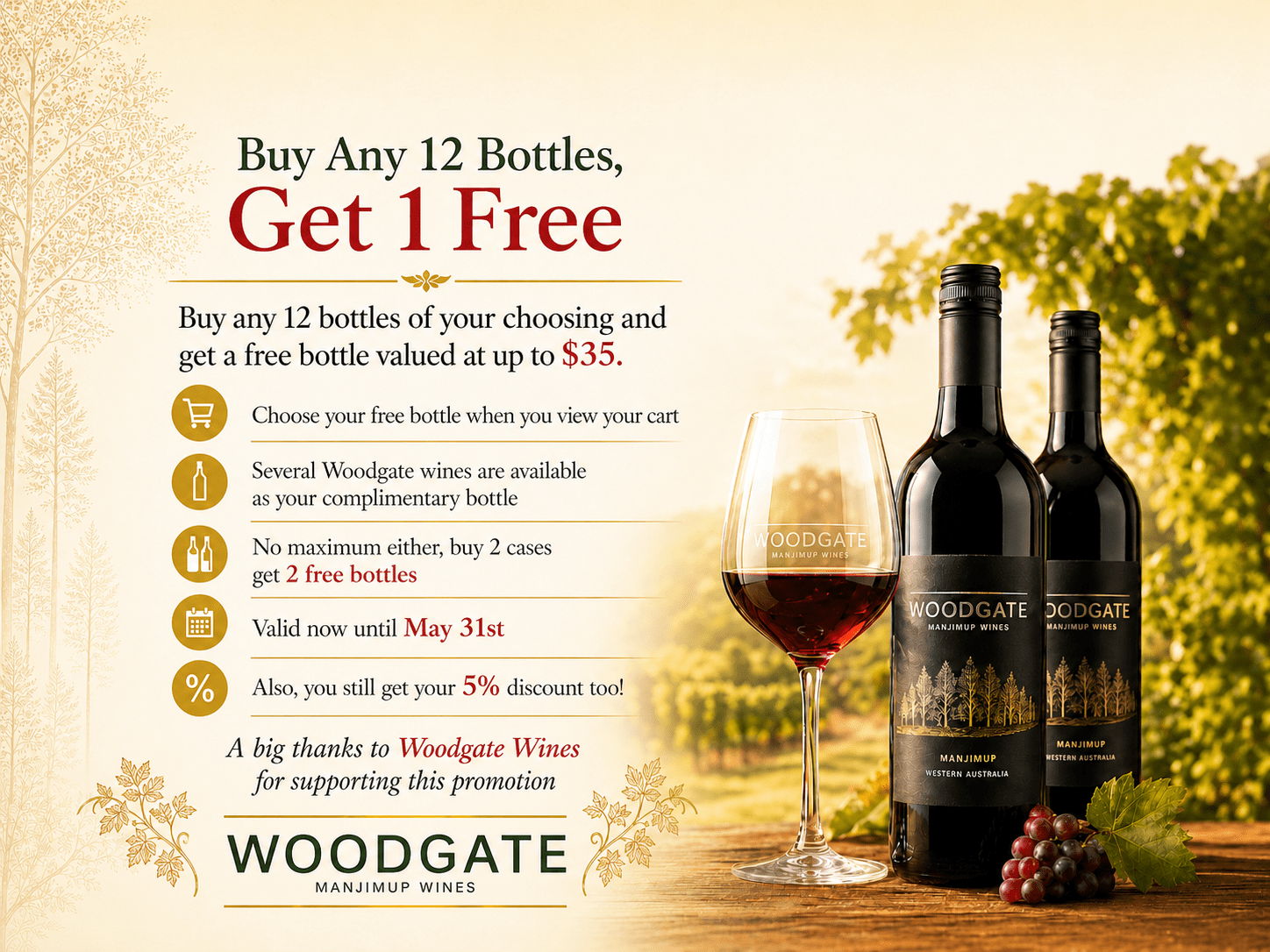 woodgate wines promotional banner