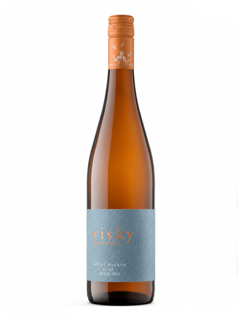risky business luxe riesling wine bottle