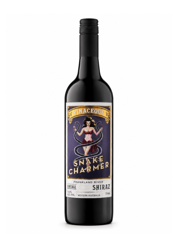 Vinaceous snake charmer shiraz wine bottle