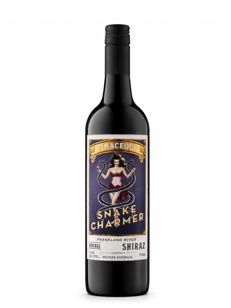 Vinaceous snake charmer shiraz wine bottle