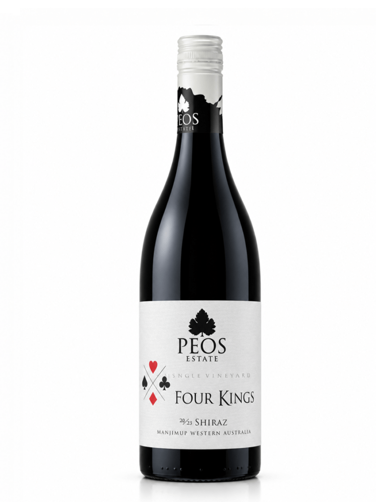 Peos 4 kings shiraz wine bottle