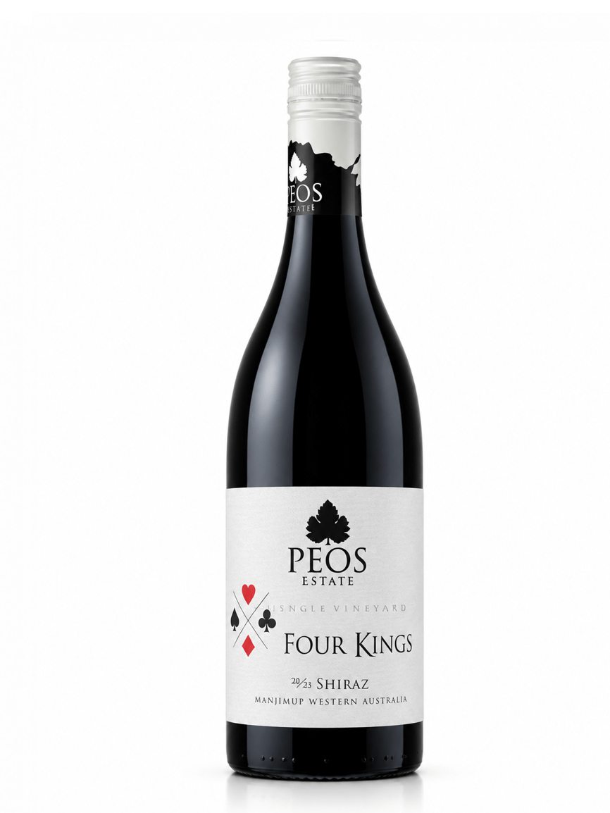 Peos 4 kings shiraz wine bottle